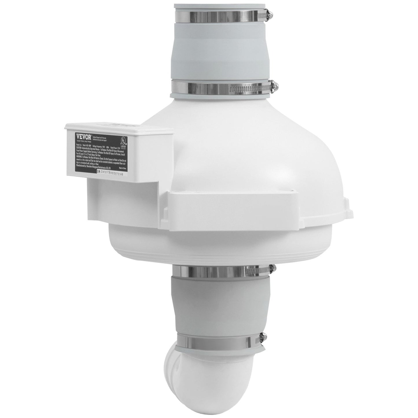4" to 3.5" Radon Mitigation Fan System Kit Quiet 260 CFM Inline Duct Fan