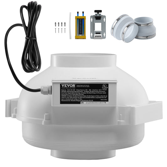 6" to 4.5" Radon Mitigation Fan System Kit Quiet 380 CFM Inline Duct Fan