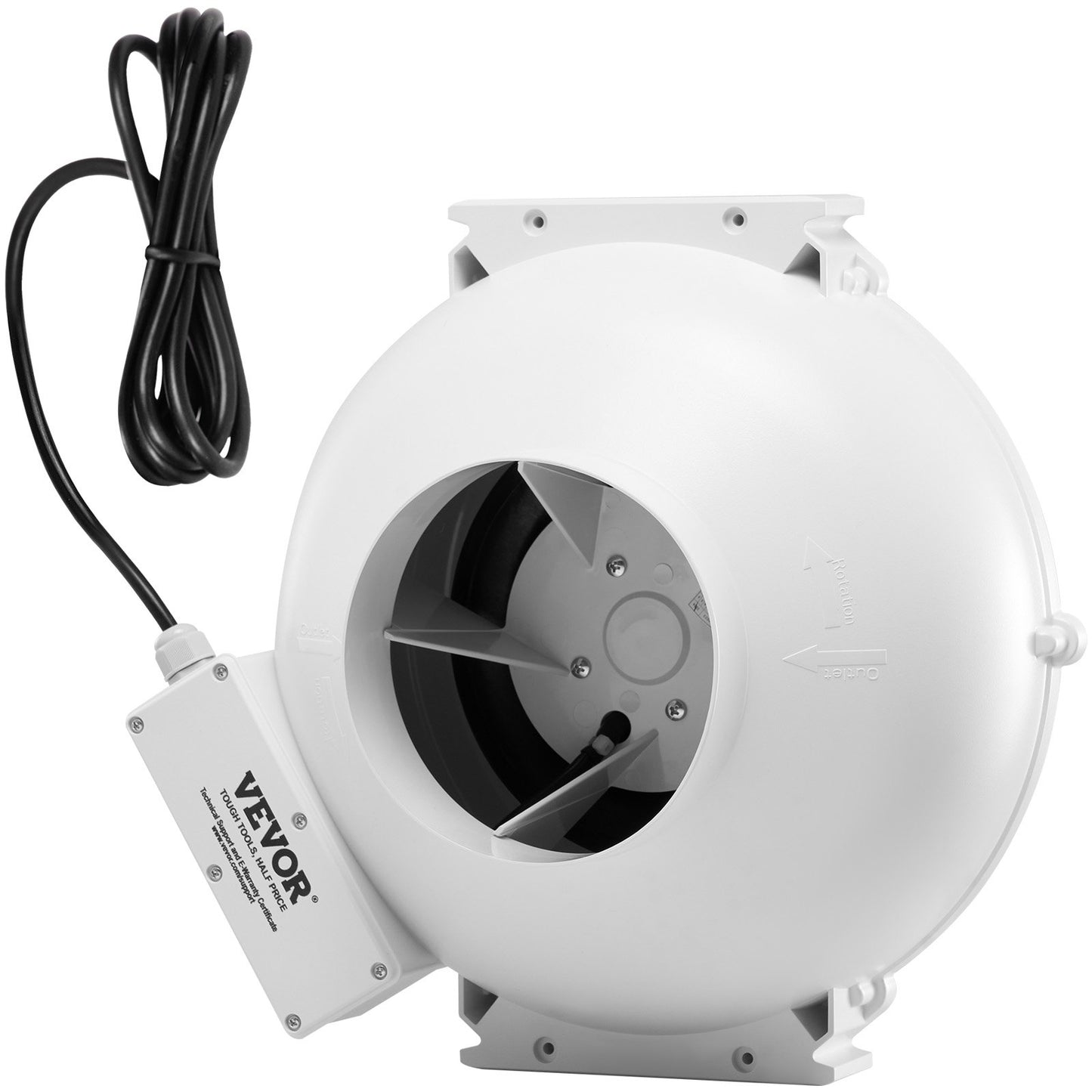 6" to 4.5" Radon Mitigation Fan System Kit Quiet 380 CFM Inline Duct Fan