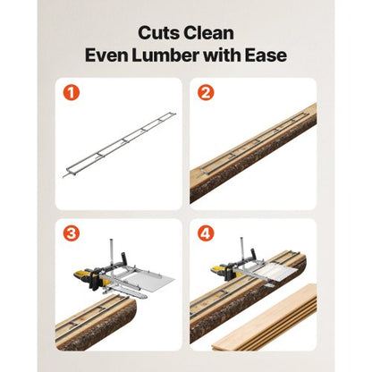 Skenstyrningssystem, 4,57 m 6 tvärstänger motorsågssatser, sågfrässystem i aluminium som fungerar med motorsåg, 4 kilar, justerbart skenstyrningssystem för byggare och träarbetare |  EU