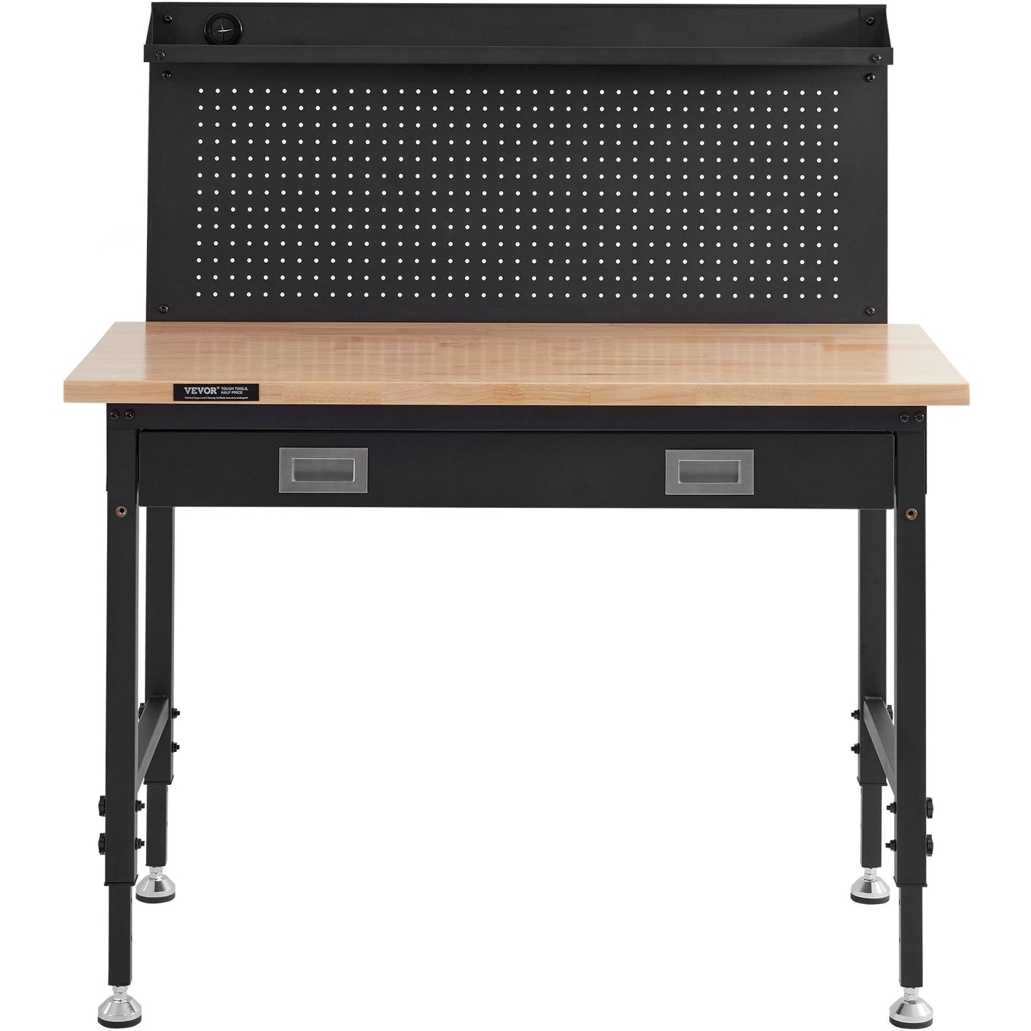 Multifunctional Solid Wood Workbench 48x24" with Pegboard Power Outlet