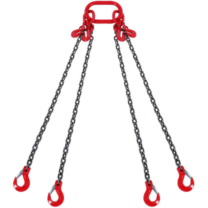 5/16" x 10" Chain Sling 4 Leg G80 Lifting Chain with Grab Hooks 11000 lbs
