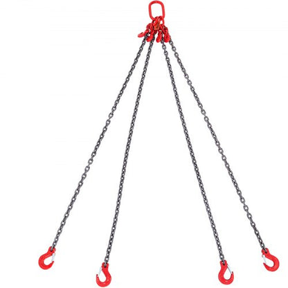 5/16" x 5' chain sling 4 legs G80 lifting chain with grab hooks 11000 lbs
