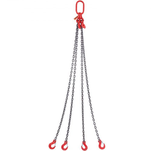 5/16" x 5' chain sling 4 legs G80 lifting chain with grab hooks 11000 lbs