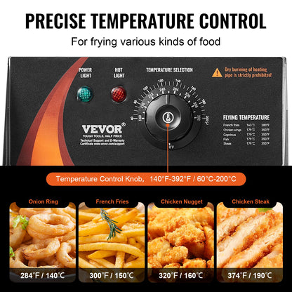 Kommersiell elektrisk fritös 2500W 12L rostfritt stål Uppgradering 200°C