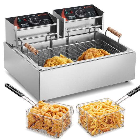 Kommersiell elektrisk fritös 2500W 12L rostfritt stål Uppgradering 200°C