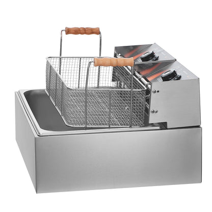Kommersiell elektrisk fritös 2500W 12L rostfritt stål Uppgradering 200°C