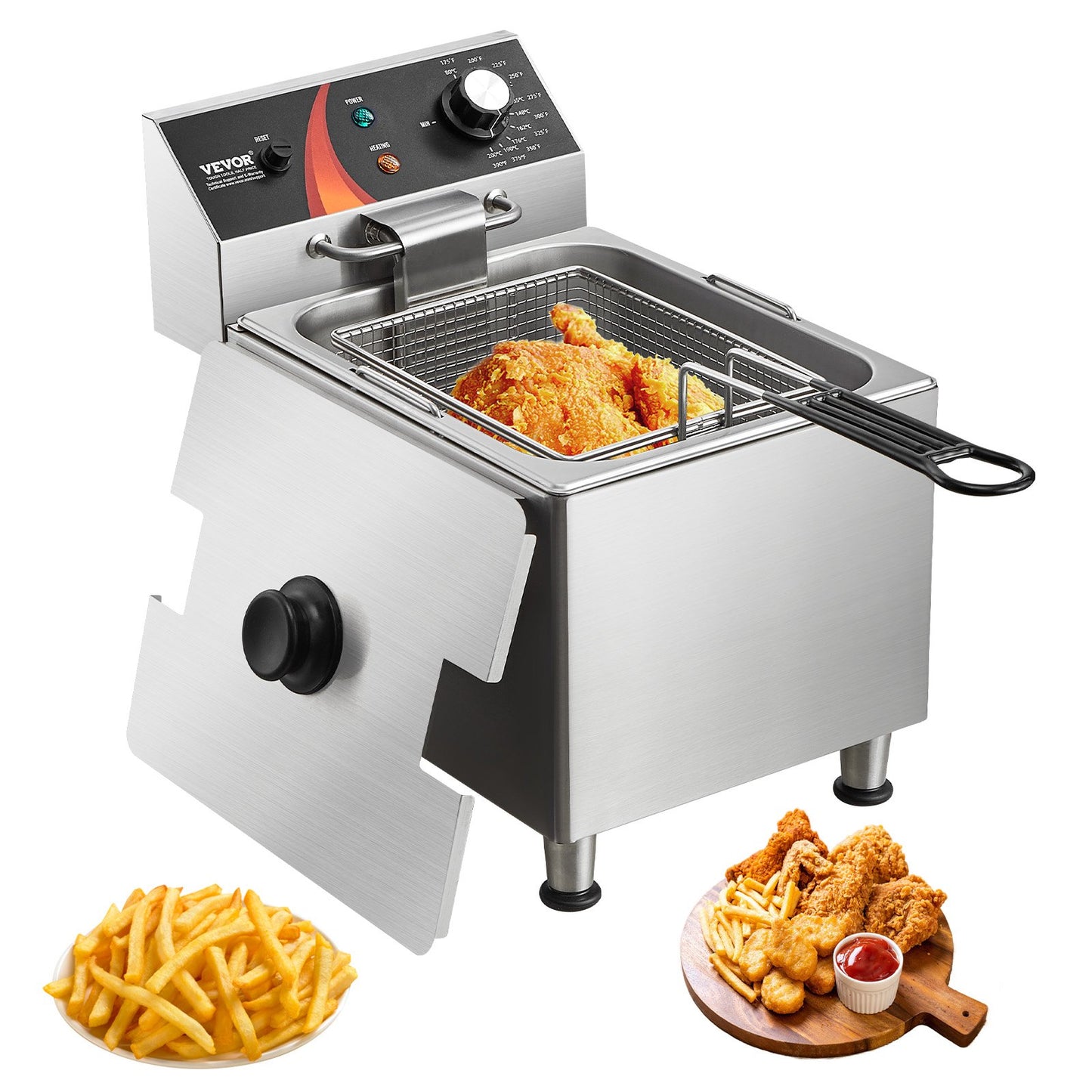 Kommersiell elektrisk fritös 3100W 9L rostfritt stål Uppgradering 200°C