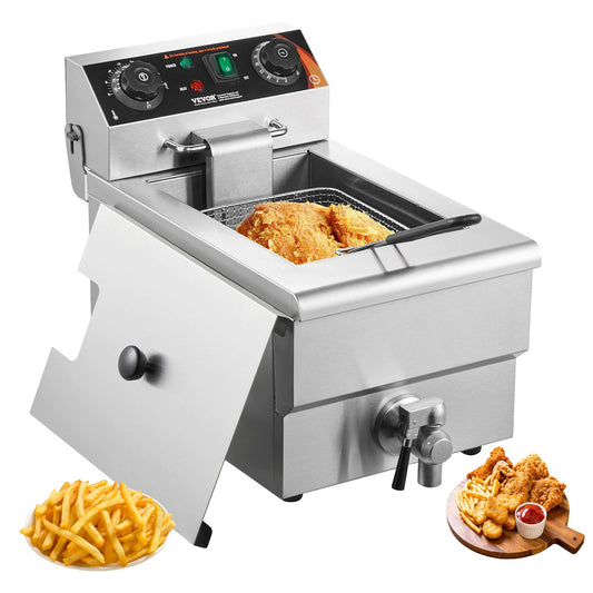 Kommersiell elektrisk fritös 3000W 9L rostfritt stål Uppgradering 200°C