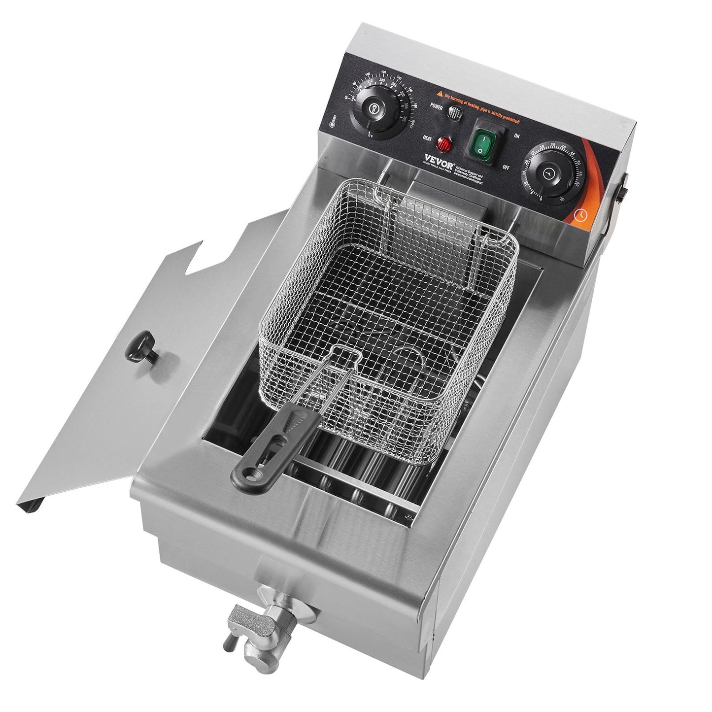 Kommersiell elektrisk fritös 3000W 9L rostfritt stål Uppgradering 200°C