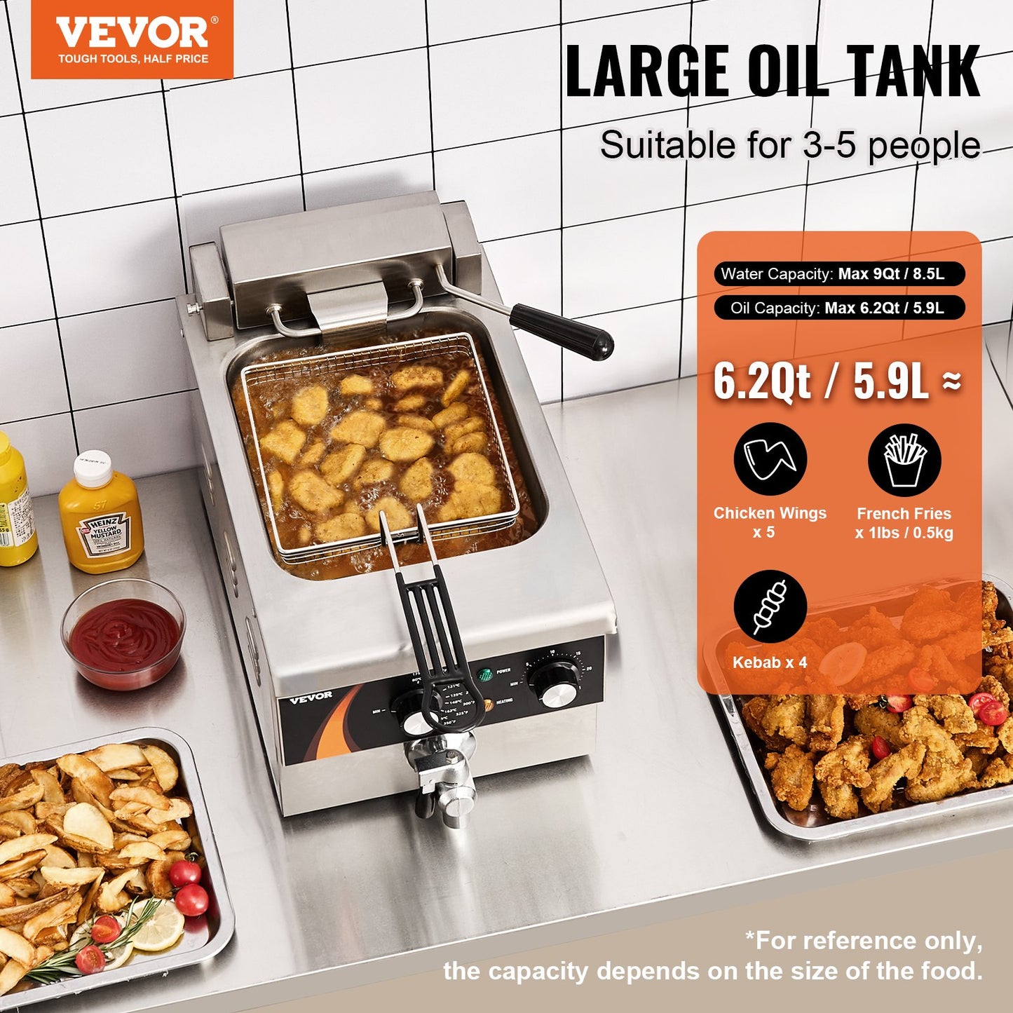 Kommersiell elektrisk fritös Fritös bänkskiva 9Qt /8,5 L