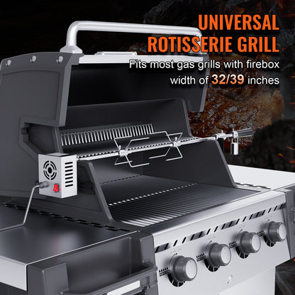 Universal Grill Rotisserie Kit BBQ Roaster 32"/39" Spit Rod Elmotor