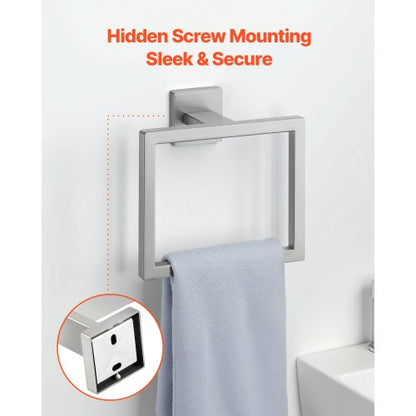 Badrumsbeslagset i borstad nickel, 5 delar badrumstillbehörsset, handdukshängare i rostfritt stål 24 tum, handduksställ, 2 badrockskrokar, toalettpappershållare för badrum, väggmonterad |  EU