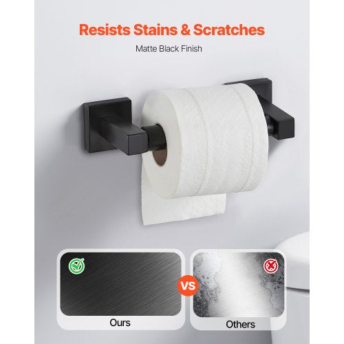 Mattsvart Badrumsbeslagset, 4 delar Badrumstillbehörsset i rostfritt stål, 24-tums handdukshängare, handduksring, badrockskrok, toalettpappershållare, för badrum, väggmonterad |  EU