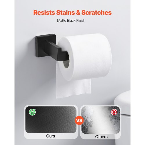 Mattsvart Badrumsbeslagset, 5 delar Badrumstillbehörsset i rostfritt stål, 24-tums handdukshängare, handduksställ, 2 badrockskrokar, toalettpappershållare, för badrum, väggmonterad |  EU