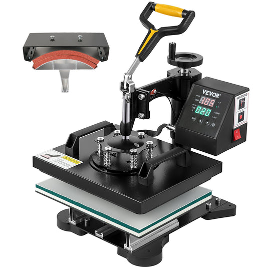 Heat Press Machine, 10x12inch / 25x30cm, 2IN1 Clamshell Sublimation Transfer Printer med Teflonbelagd, Digital Precis Heat Control, Powerpress för T-Shirt Hat Cap