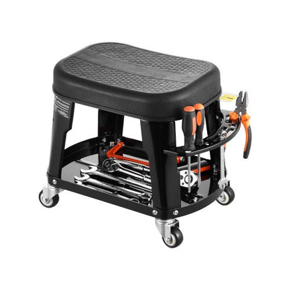 Mechanical Stool Rolling Workshop Seat 300 lbs Load with Wheels and Tool Tray | EU