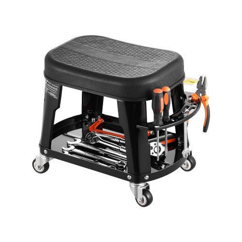 Mekanisk Pall Rolling Workshop Seat 300 lbs Last med hjul och verktygsbricka |  EU