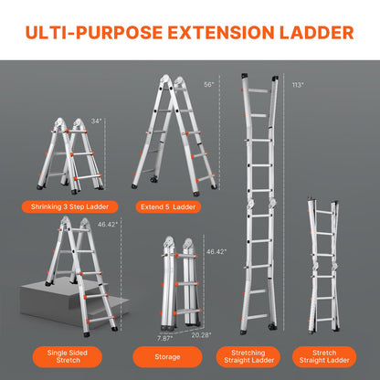 Telescoping Ladder A Frame 9.5 FT Extension Multi-Function for Homework