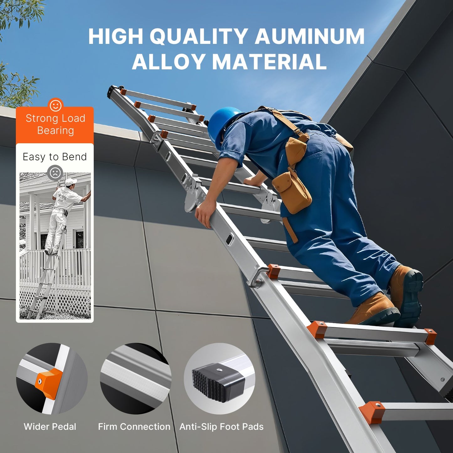 Telescoping Ladder A Frame 9.5 FT Extension Multi-Function for Homework