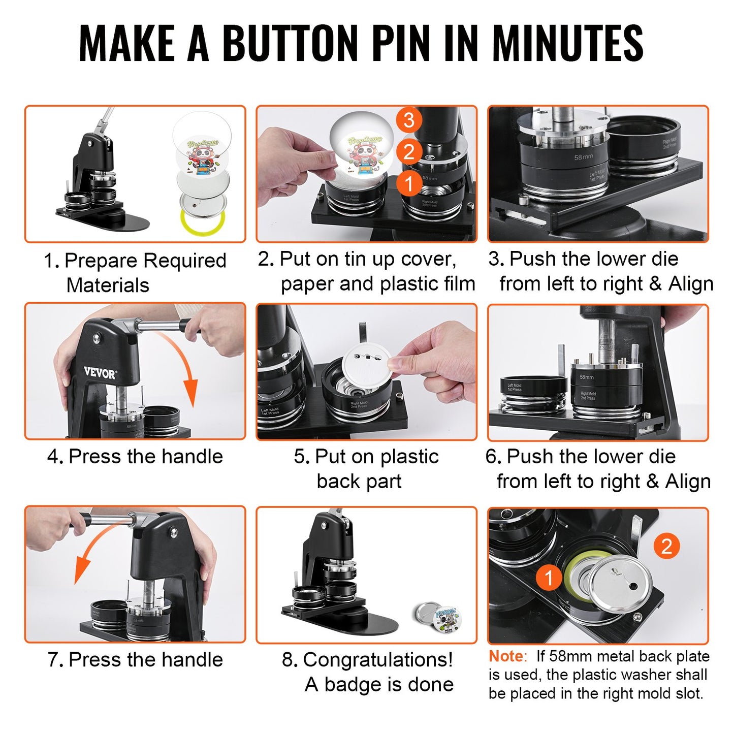Button Maker Machine, flera storlekar 1,25+2,25 tum Badge Punch Press Kit, Barn gör-det-själv-presenter Pin Maker, Button Maker Supplies med 500st knappdelar & Circle Cutter & Magic Book