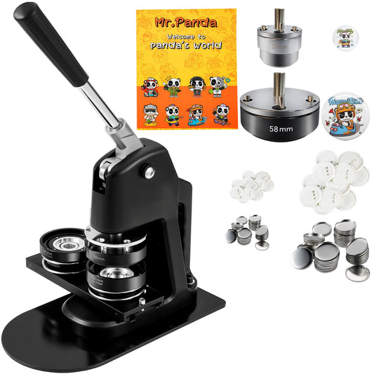 Button Maker Machine, flera storlekar 1+2,25 tum Badge Punch Press Kit, Barn gör-det-själv-presenter Pin Maker, Tillbehör för knapptillverkning med 500 st knappdelar & Circle Cutter & Magic Book