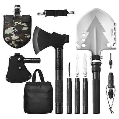 Survival Shovel Survival Axe 16-i-1 camping fällbara spadar med yxa