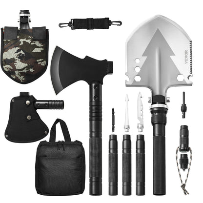 Survival Shovel Survival Axe 16-i-1 camping fällbara spadar med yxa
