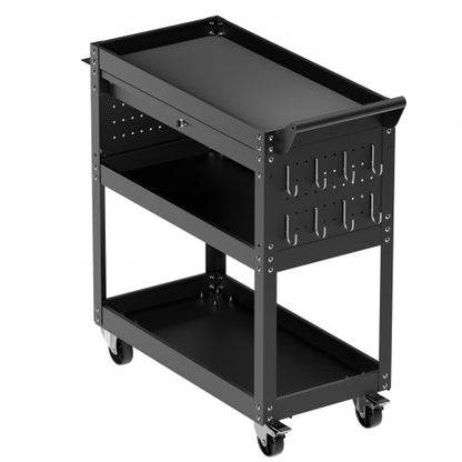 4-Tier Tool Cart on Wheels 350 lb Rolling Work Cart with Drawer and Pin Board | EU