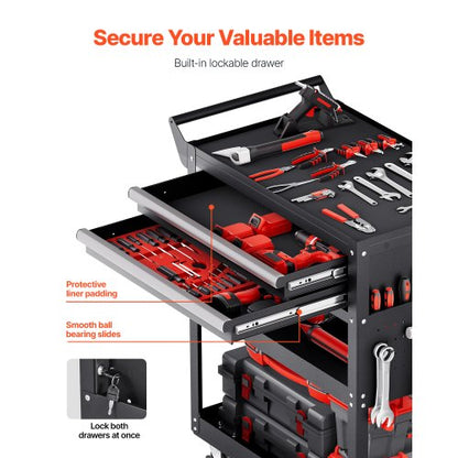 5-Tier Tool Cart on Wheels 400 lb Rolling Work Cart with Drawer and Pin Board | EU