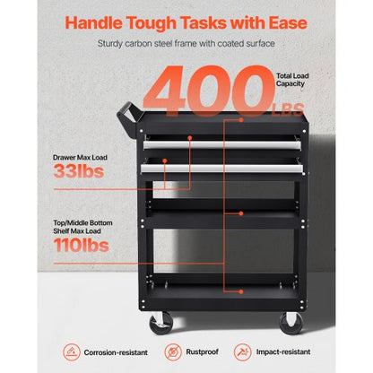 5-Tier Tool Cart on Wheels 400 lb Rolling Work Cart with Drawer and Pin Board | EU