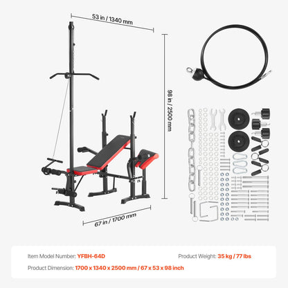 Weight bench Sit up bench for home gym Strength training Adjustable