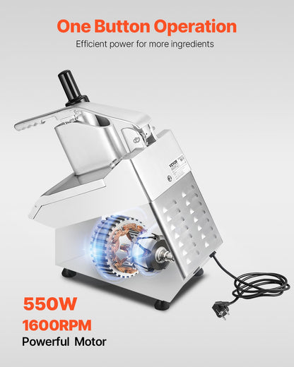 Food processor and vegetable chopper with 6 food-grade stainless steel blades