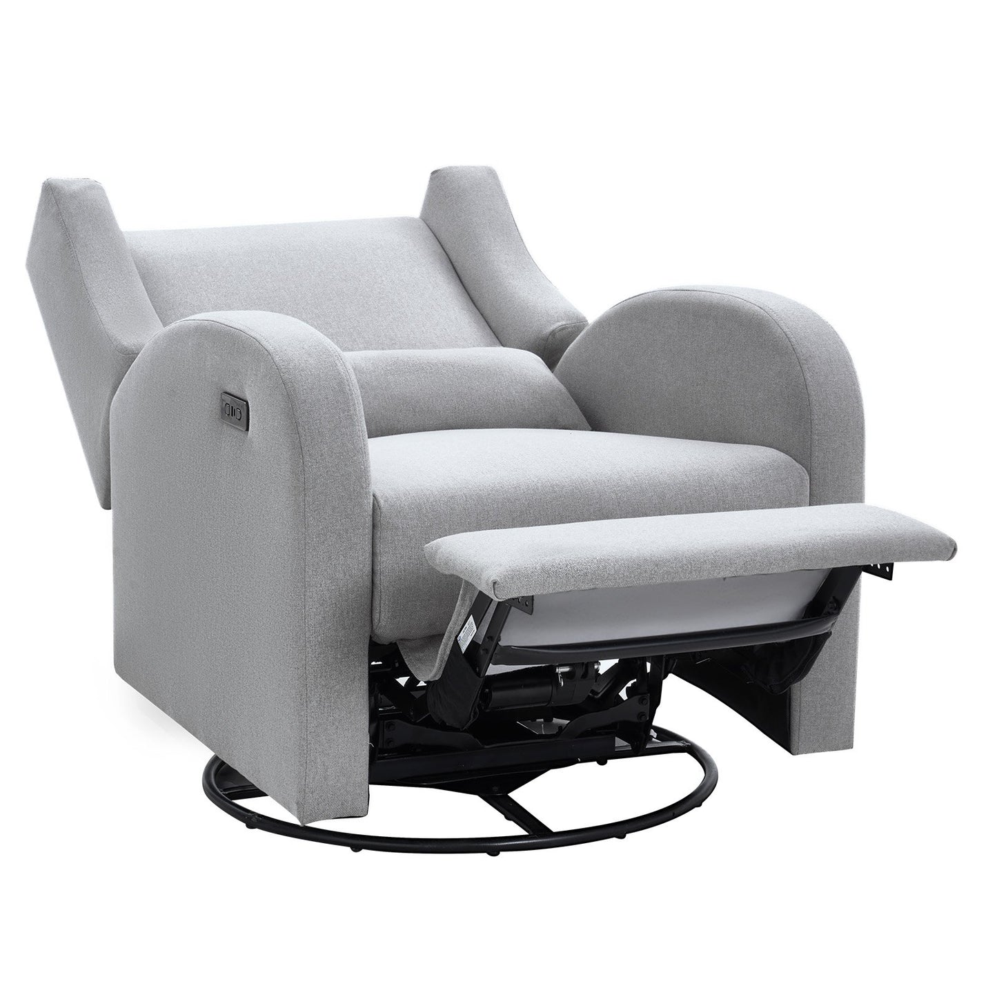 Electronic Power Recliner och Swivel Glider, 113,4 kg Vikt Kapacitet Swivel Glider Liggstol med justerbar vinkel, Polyester Surface Recliner Rocker för vardagsrum, sovrum, ljusgrå