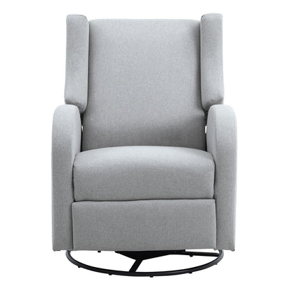 Electronic Power Recliner och Swivel Glider, 113,4 kg Vikt Kapacitet Swivel Glider Liggstol med justerbar vinkel, Polyester Surface Recliner Rocker för vardagsrum, sovrum, ljusgrå