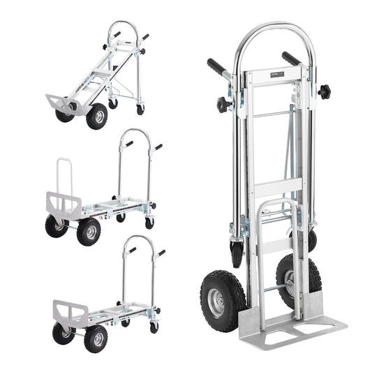 Aluminium Handtruck, 4 i 1, 1000 lbs lastkapacitet, Heavy Duty Industrial Cabriolet hopfällbar Handtruck och Dolly, Utility Cart konverterar från Handtruck till plattformsvagn med gummihjul