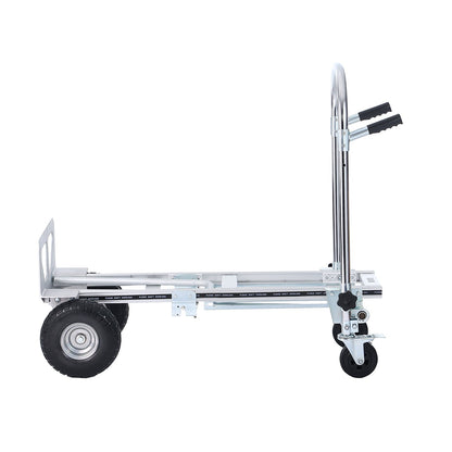 Aluminium-Sackkarre, 4-in-1, 1000 lbs Tragkraft, robuster, industrieller, umwandelbarer, faltbarer Sackkarre und Rollwagen, Mehrzweckwagen lässt sich von Sackkarre in Plattformwagen mit Gummirädern umwandeln