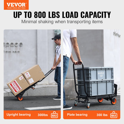 Aluminium Handtruck, 2 i 1, 300 lbs lastkapacitet, Heavy Duty Industrial Cabriolet hopfällbar Handtruck och Dolly, Utility Cart konverterar från Handtruck till plattformsvagn med gummihjul