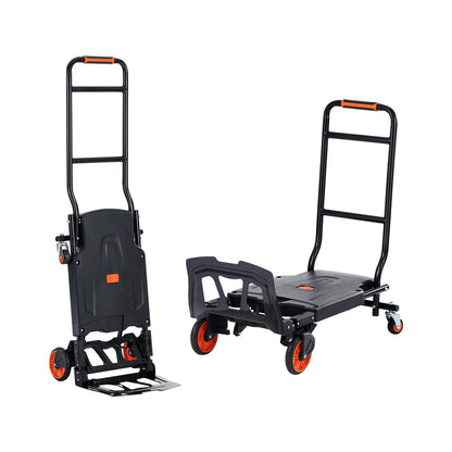 Aluminium Handtruck, 2 i 1, 300 lbs lastkapacitet, Heavy Duty Industrial Cabriolet hopfällbar Handtruck och Dolly, Utility Cart konverterar från Handtruck till plattformsvagn med gummihjul