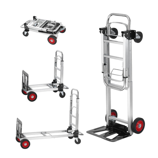 Aluminium Handtruck, 2 i 1, 400 lbs lastkapacitet, Heavy Duty Industriell Cabriolet hopfällbar Handtruck och Dolly, Utility Cart konverterar från Handtruck till plattformsvagn med gummihjul