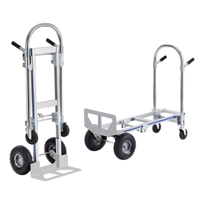Aluminium Handtruck, 2 i 1, 800 lbs lastkapacitet, Heavy Duty Industriell Cabriolet hopfällbar Handtruck och Dolly, Utility Cart konverterar från Handtruck till plattformsvagn med gummihjul