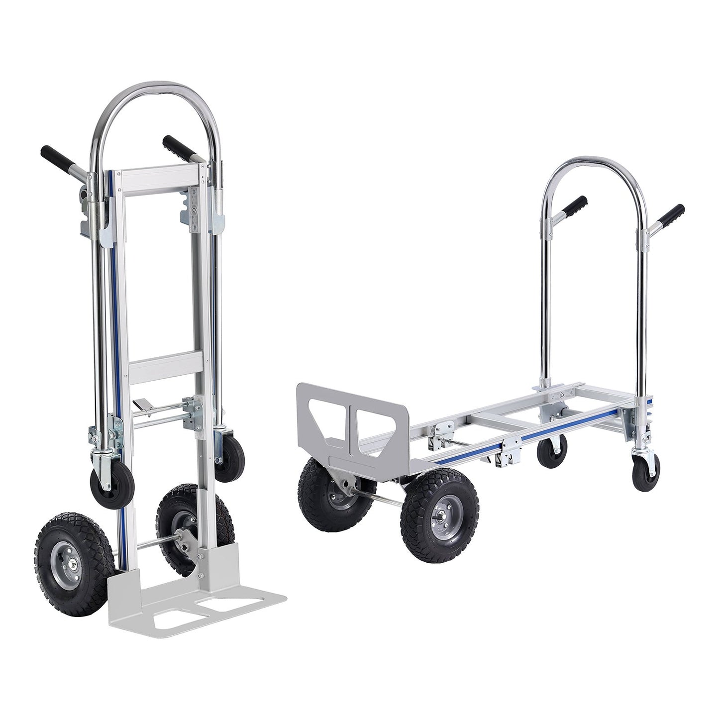 Aluminium Handtruck, 2 i 1, 800 lbs lastkapacitet, Heavy Duty Industriell Cabriolet hopfällbar Handtruck och Dolly, Utility Cart konverterar från Handtruck till plattformsvagn med gummihjul