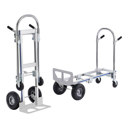 Aluminium Handtruck, 2 i 1, 800 lbs lastkapacitet, Heavy Duty Industriell Cabriolet hopfällbar Handtruck och Dolly, Utility Cart konverterar från Handtruck till plattformsvagn med gummihjul