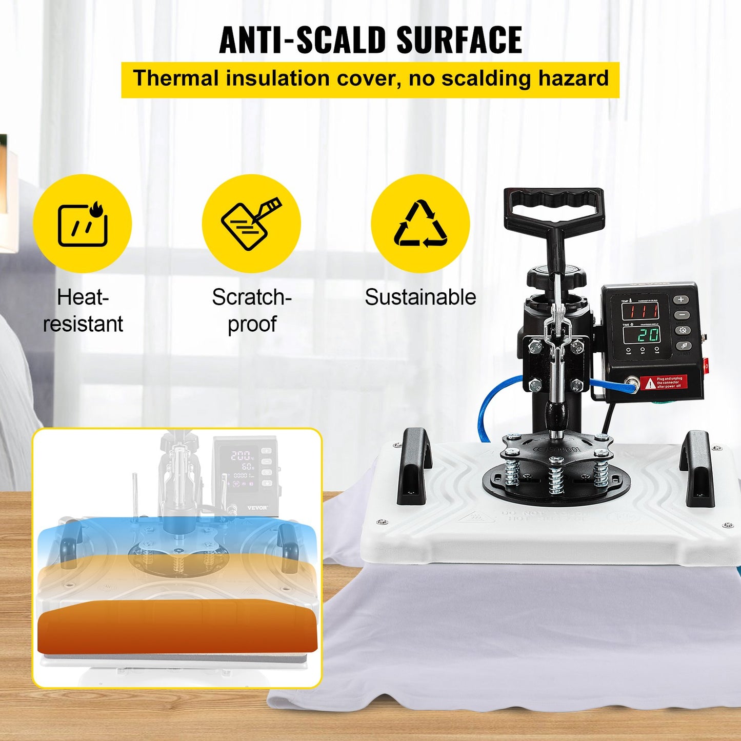 Heat Press 12X15 Inch 10 In 1 Heat Press 1000W Heat Press Machine with 360° Rotation Swing Away White Heat Press T-shirt Sublimation Machine Double Tube Heating for DIY Pens Caps Mugs and Shirts