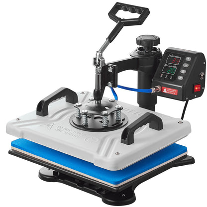 Heat Press 12X15 Inch 10 In 1 Heat Press 1000W Heat Press Machine with 360° Rotation Swing Away White Heat Press T-shirt Sublimation Machine Double Tube Heating for DIY Pens Caps Mugs and Shirts