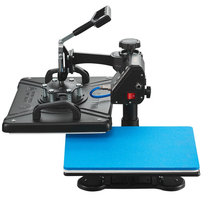Wärmepresse 12 x 15 Zoll 10-in-1-Wärmepresse 1000-W-Wärmepressemaschine mit 360 ° -Drehung und Schwenkfunktion Schwarze 10-in-1-T-Shirt-Sublimationsmaschine Doppelrohrwärme für DIY-Stifte, Kappen, Tassen und Hemden