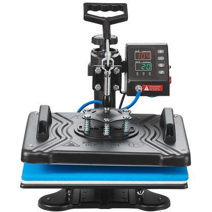 Wärmepresse 12 x 15 Zoll 10-in-1-Wärmepresse 1000-W-Wärmepressemaschine mit 360 ° -Drehung und Schwenkfunktion Schwarze 10-in-1-T-Shirt-Sublimationsmaschine Doppelrohrwärme für DIY-Stifte, Kappen, Tassen und Hemden