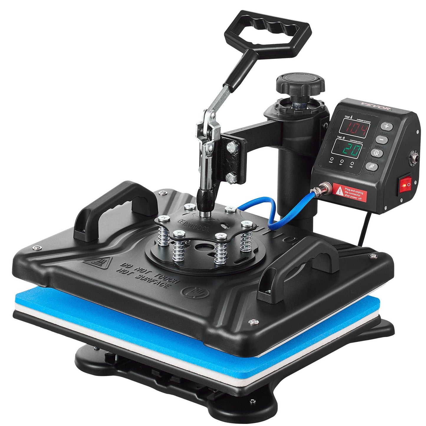 Wärmepresse 12 x 15 Zoll 10-in-1-Wärmepresse 1000-W-Wärmepressemaschine mit 360 ° -Drehung und Schwenkfunktion Schwarze 10-in-1-T-Shirt-Sublimationsmaschine Doppelrohrwärme für DIY-Stifte, Kappen, Tassen und Hemden