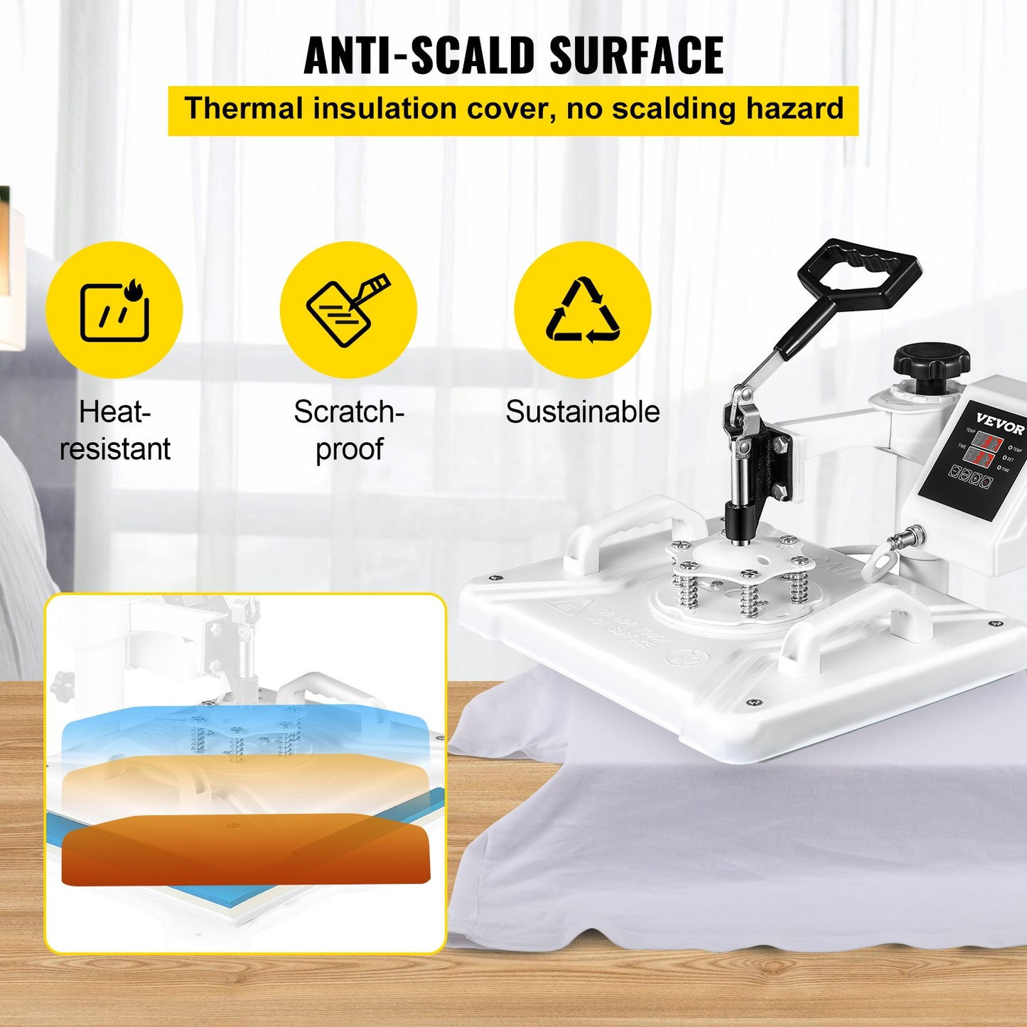 Heat Press 12 X 15 Inch 5 In 1 Heat Press 1250W Heat Press Machine Swing Away White Heat Press T-shirt Sublimation Printer Transfer 360 Degree Rotation for DIY Shoes Hat and T-shirt