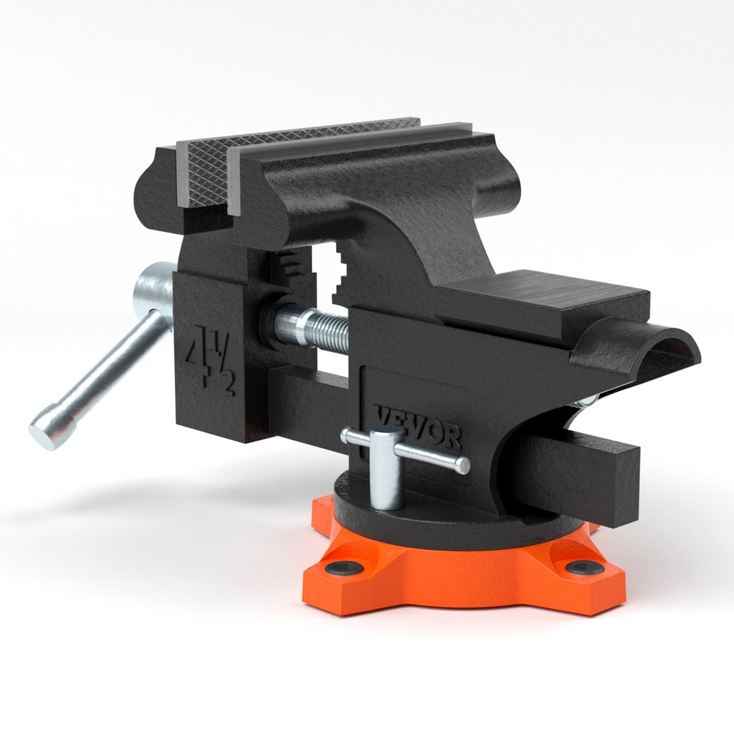 Bench vice, 4.5-inch jaw width 3.3-inch jaw opening, 240-degree swivel locking base Multi-function vice with anvil, heavy-duty cast iron vice with bolts and nuts, for drilling, pipe cutting